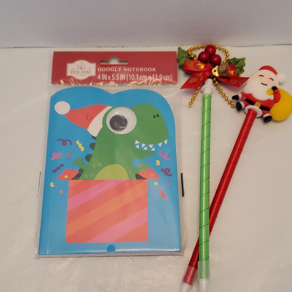 🎁Festive Dinosaur Notebook and Holiday Pens Set